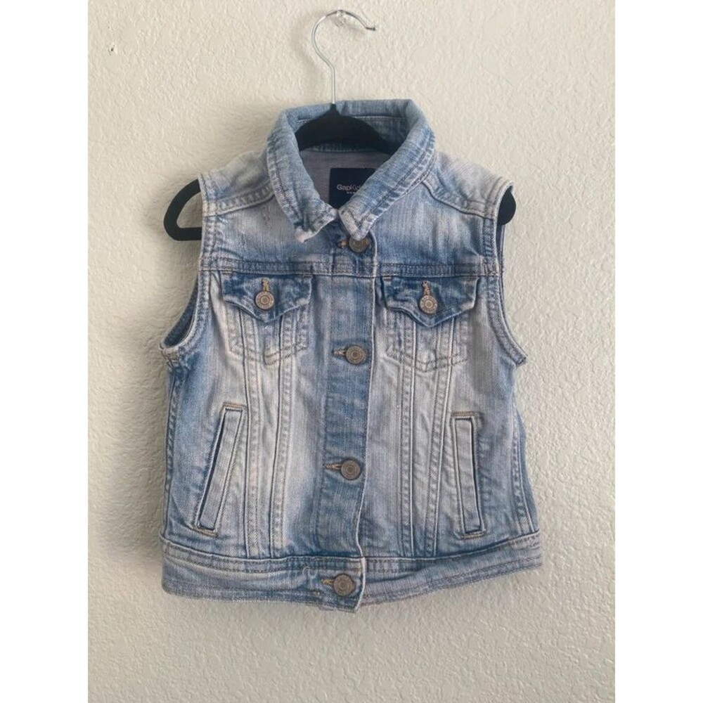 Gap Kids Distressed Blue Jean Denim Vest Indie Y2K 4/5 XS